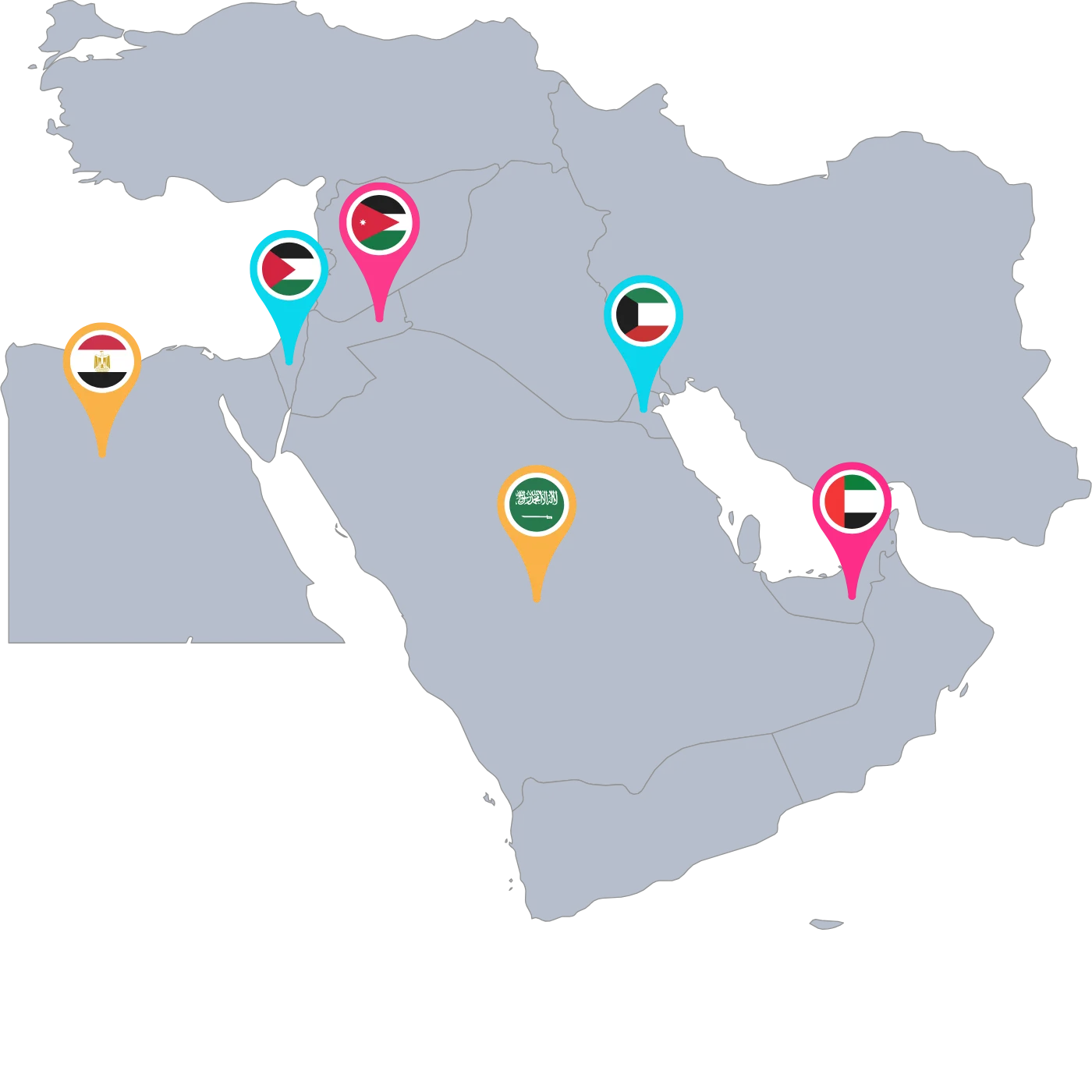 خريطة الدول التي نغطيها